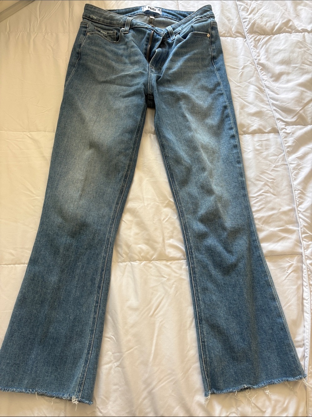 PAIGE Medium Blue Ankle Flare Jeans